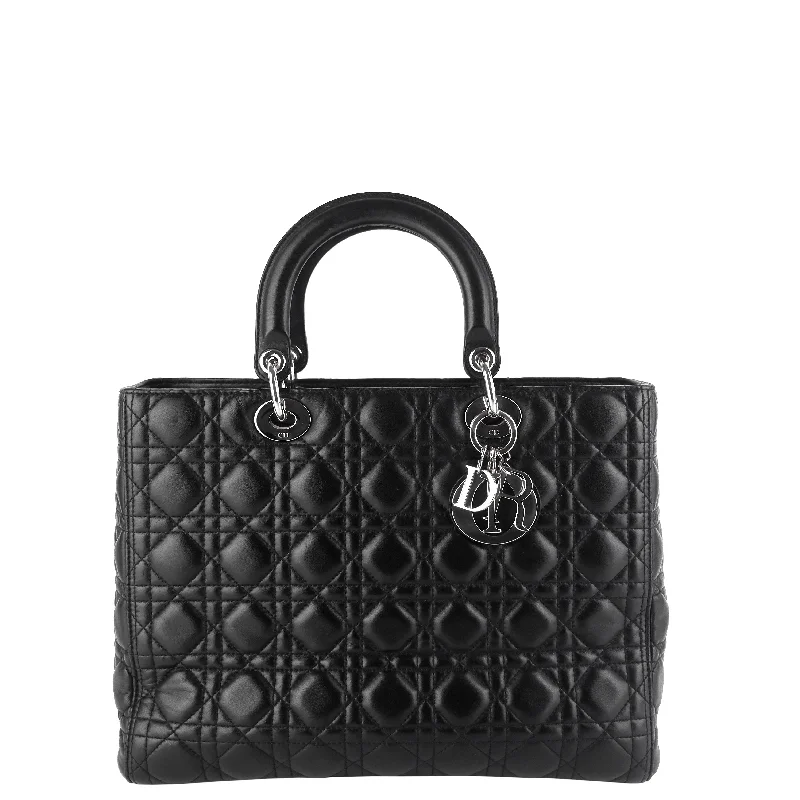 Lady Dior Large Cannage Quilted Lambskin Leather Bag