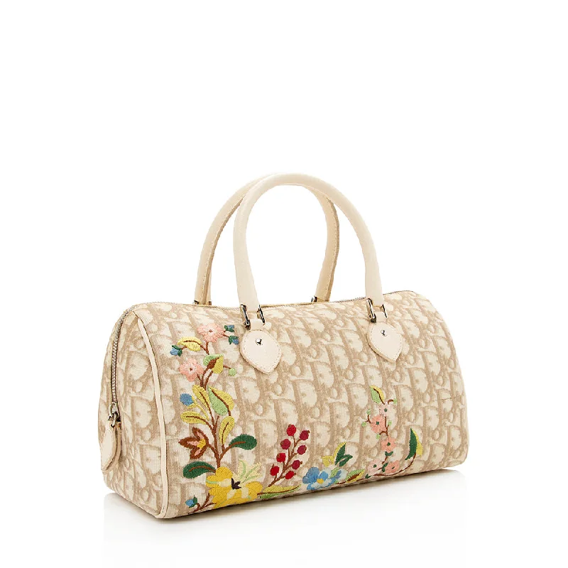 Dior Vintage Embroidered Flowers Satchel (SHF-18817)