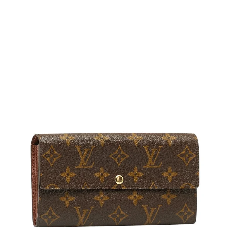 Louis Vuitton Monogram Portefolio Sarah Long Wallet M61726 Brown PVC Leather  Louis Vuitton