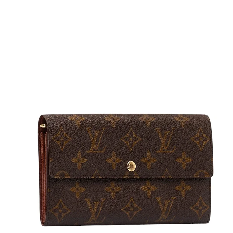 Louis Vuitton Monogram Pochette Porte Monet Credit Long Wallet M61725 Brown PVC Leather  Louis Vuitton