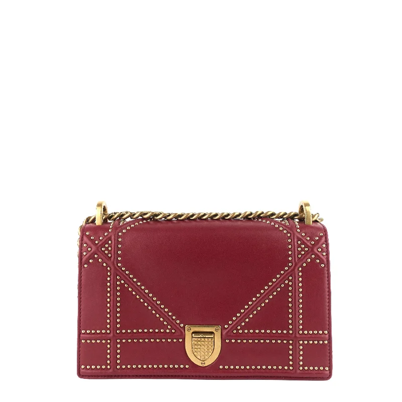 Diorama Medium Studded Calfskin Leather Bag