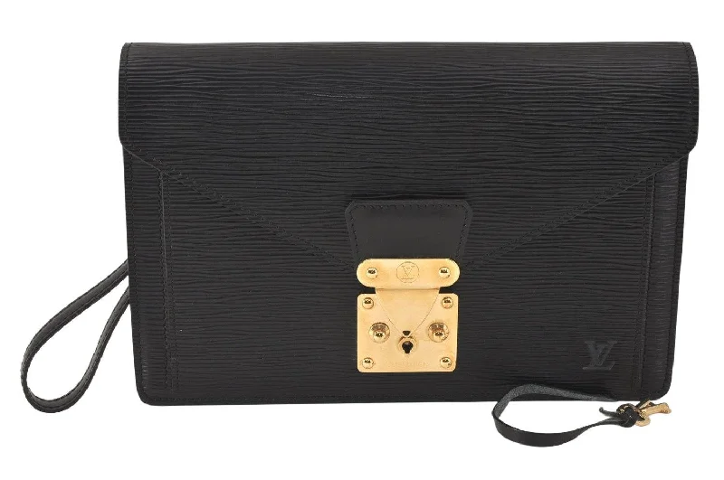 Authentic Louis Vuitton Epi Sellier Dragonne Clutch Bag Black M52612 LV 4105K