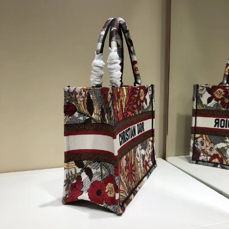 Dior Small Book Tote Bag In Red Phoenix Canvas