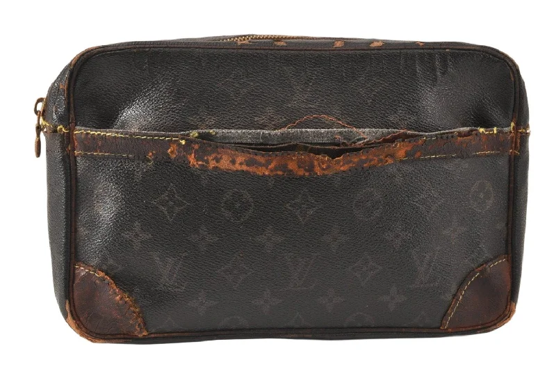 Authentic Louis Vuitton Monogram Compiegne 28 Clutch Hand Bag M51845 Junk 4617K