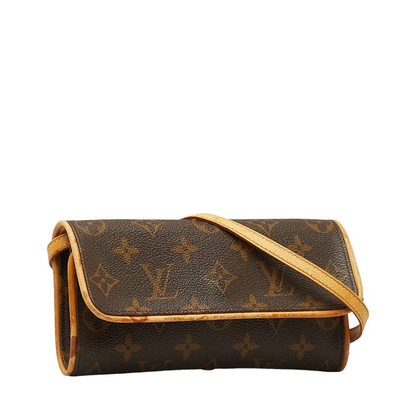 Louis Vuitton Monogram Pochette Twin PM Shoulder Bag M51854 Brown PVC Leather  Louis Vuitton