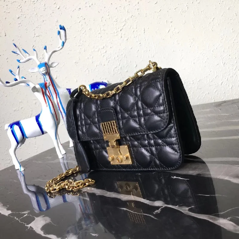 Dior Small Dioraddict Flap Bag In Black Lambskin