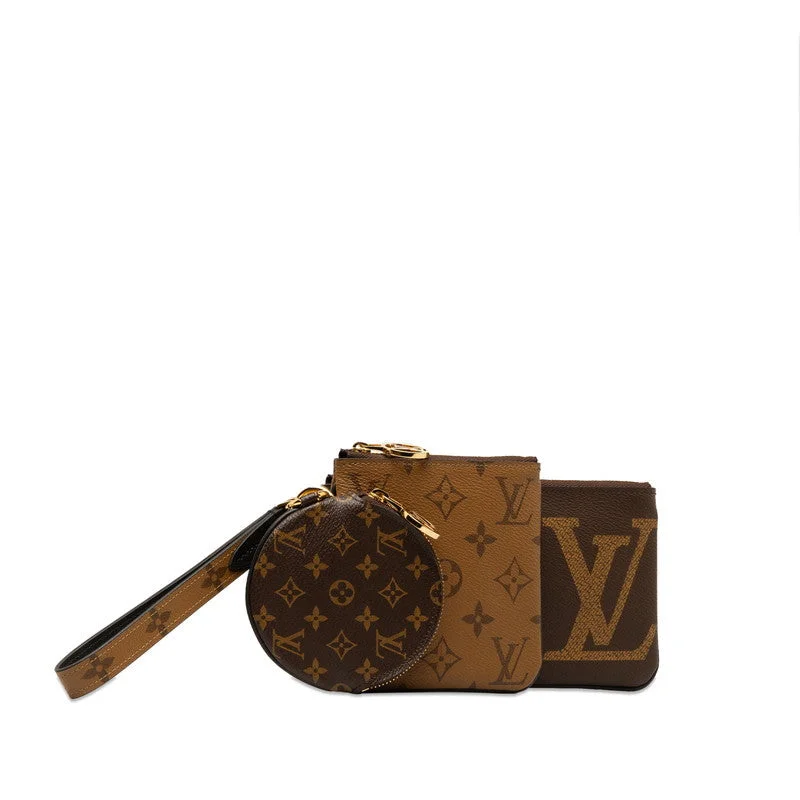 Louis Vuitton Monogram Giant Reversee Poschet Trio Poschet Accessory Pouch M68756 Brown PVC  Louis Vuitton