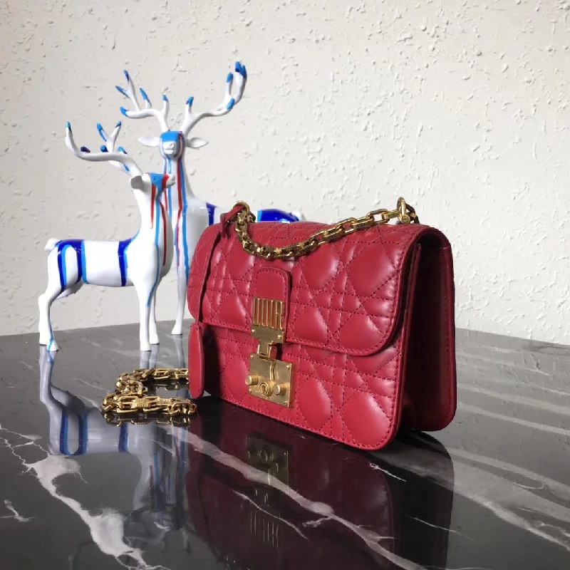 Dior Small Dioraddict Flap Bag In Red Lambskin